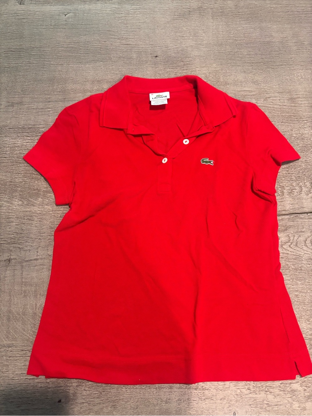 Lacoste Red Short Sleeve Polo with Croc Logo